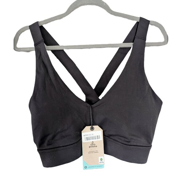 NWT prAna Black Layna Sports Bra - Medium Impact Sz XL - Picture 4 of 7